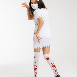 Anita - Pelottava Sairaanhoitajan Puku - Veritahrat Efekti - Karmiva Halloween-asuste