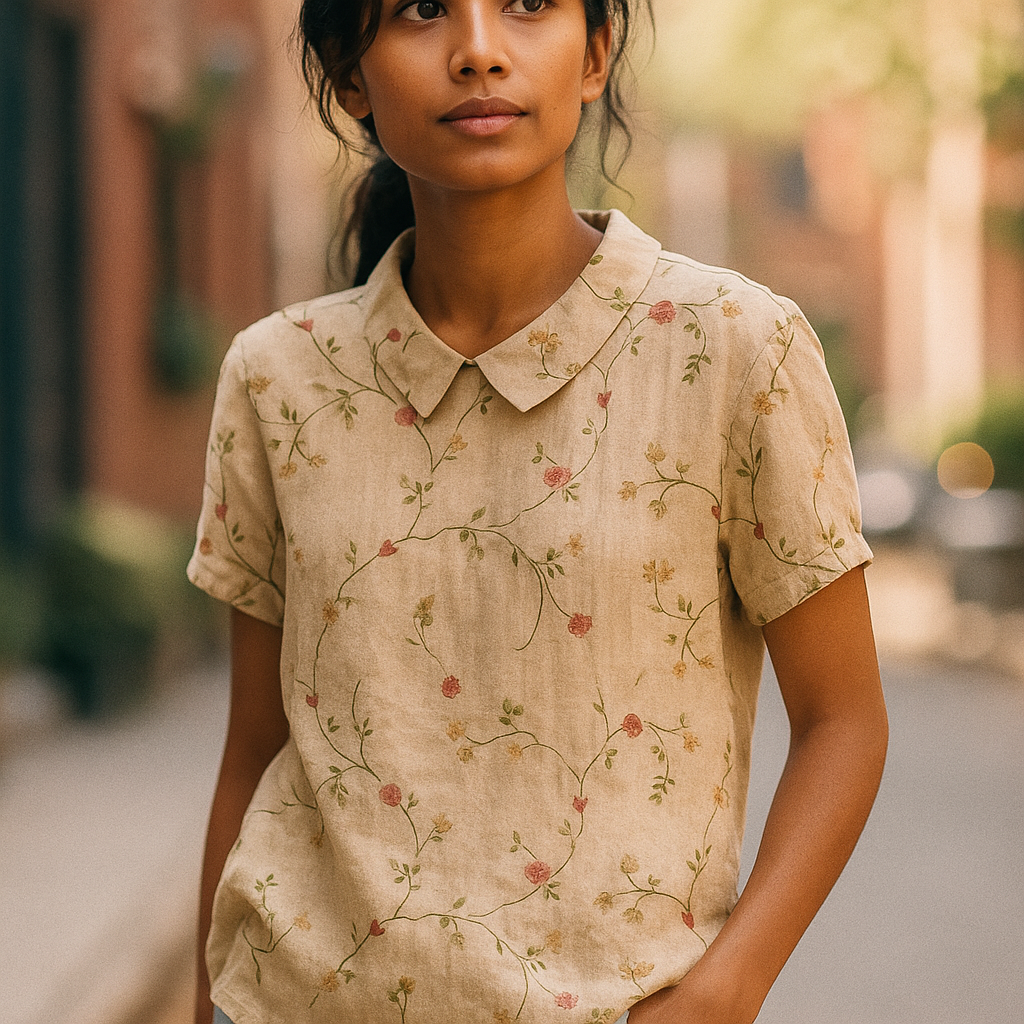 FLORA - Kukkaprintti Paita - Luonnollinen Eleganssi