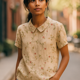 FLORA - Kukkaprintti Paita - Luonnollinen Eleganssi