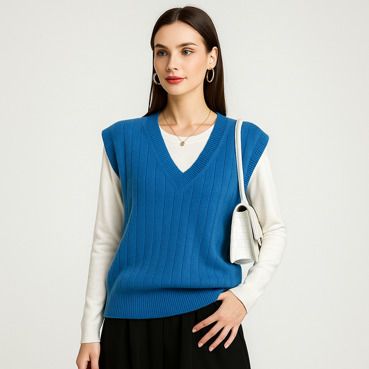 Slimme V-hals Vest - Gebreid Comfort voor Dames