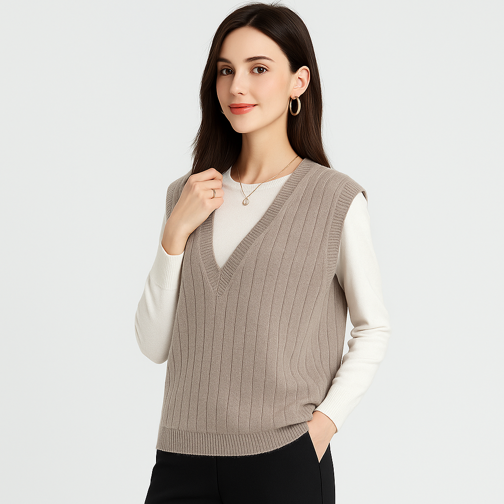 Slimme V-hals Vest - Gebreid Comfort voor Dames