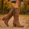 Dames Middenhoge Nappaleer Laarzen – Franje – Lage Hak – Western Boho