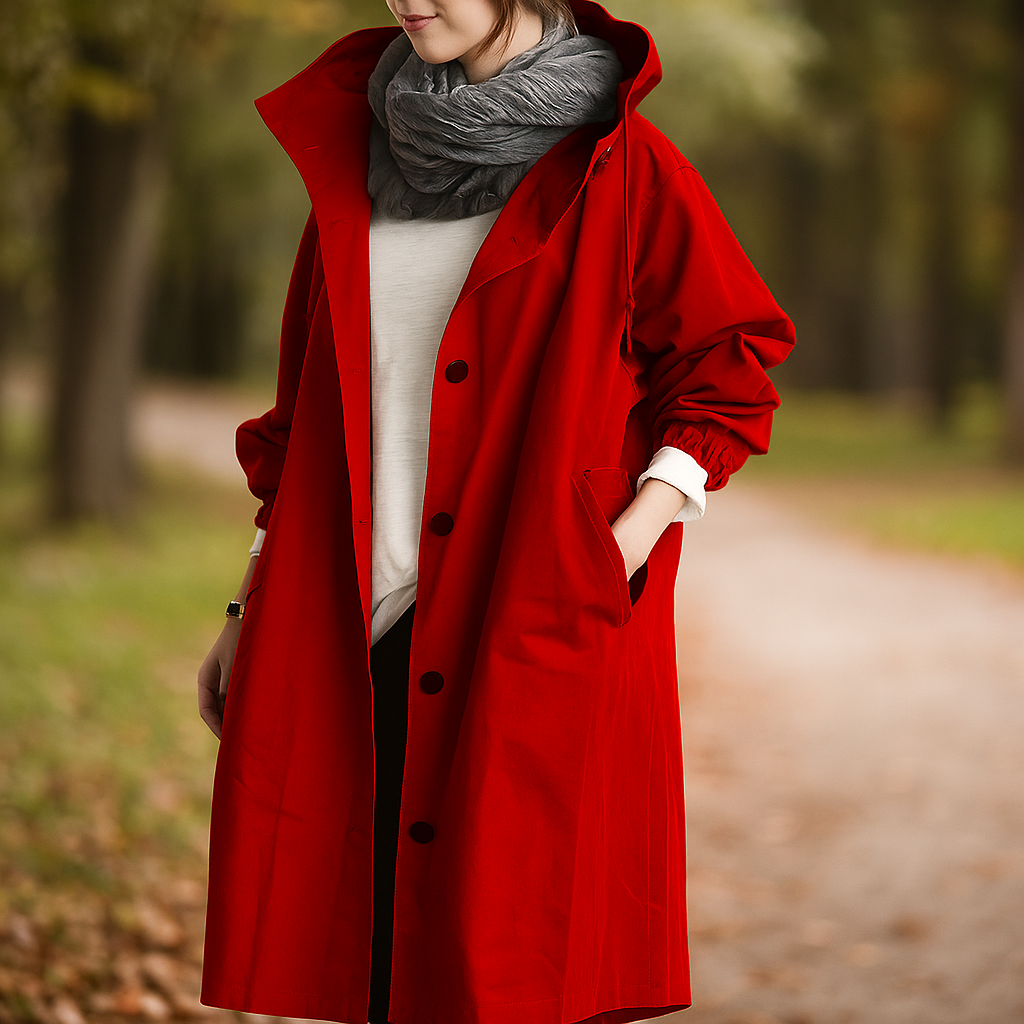 Helena - Vedenpitävä Trench Coat - Huppu - Tyylikäs Suoja