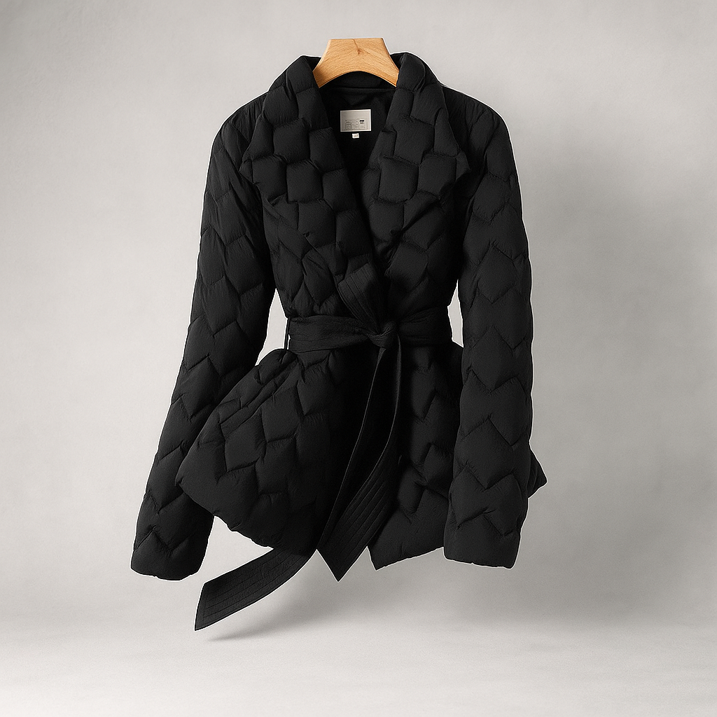 Dames elegante donsjas - met riem - warm en stijlvol