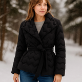 Dames elegante donsjas - met riem - warm en stijlvol