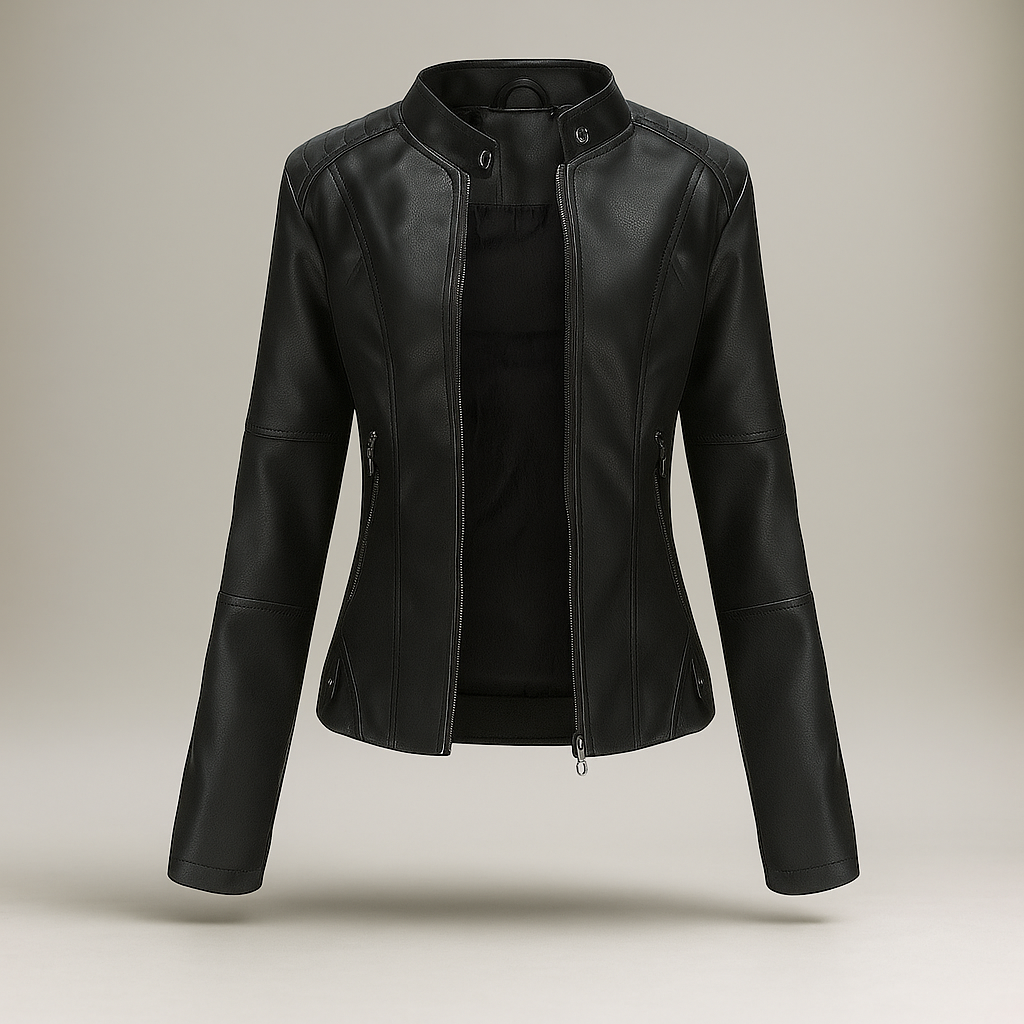 Naisten Slim Fit Takki – Mao Kaulus – Vetoketju – Lantiopituus