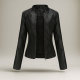 Naisten Slim Fit Takki – Mao Kaulus – Vetoketju – Lantiopituus
