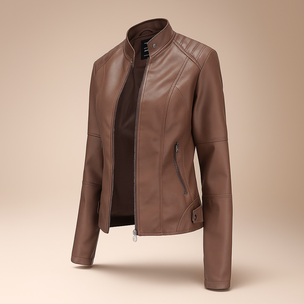Naisten Slim Fit Takki – Mao Kaulus – Vetoketju – Lantiopituus