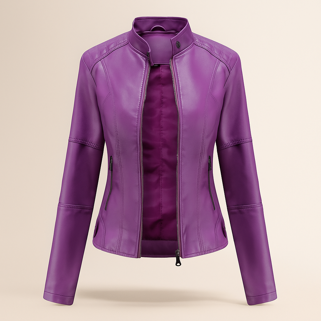Naisten Slim Fit Takki – Mao Kaulus – Vetoketju – Lantiopituus