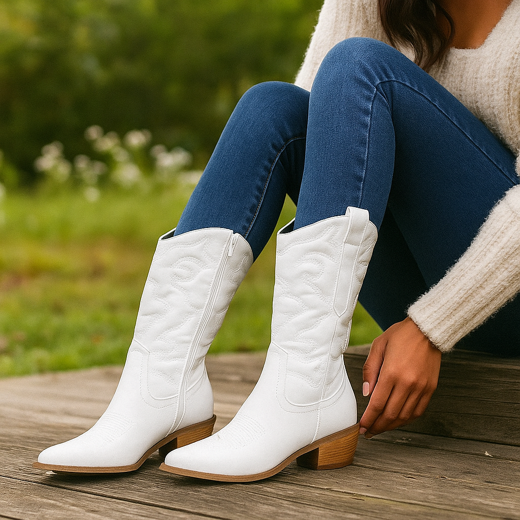 Dames Cowboylaarzen - Middenkalk - Puntige Neus - Zijrits