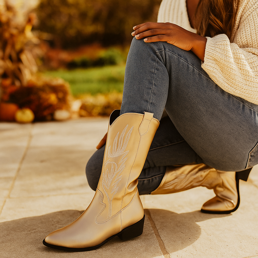 Dames PU-leer Cowboylaarzen - Comfortabele Pasvorm - Stijlvol Comfort
