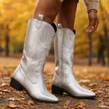 Damen PU-Leder Cowboy-Stiefel - Bequeme Passform - Stilvoller Komfort