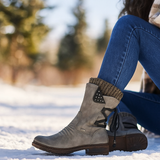 Dames Enkelhoge Schoenen – Fluwelen Uiterlijk – Band Detail – Platte Zool – Comfortabel Passend