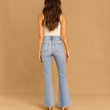 Dames geplooide hoge taille jeans - comfort - stijl - bewegingsvrijheid
