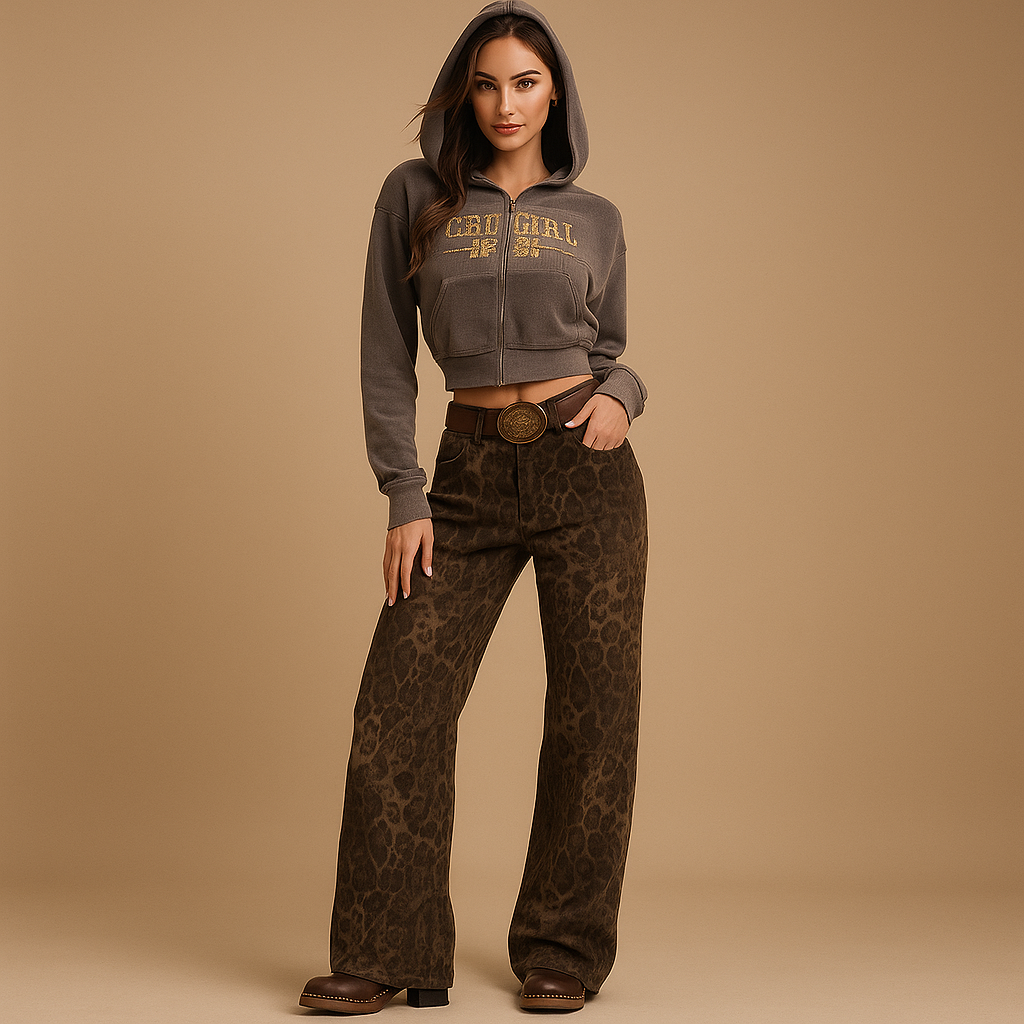 Dames Jeans met Luipaardprint - Stijlvol - Comfortabel - Tijdloos