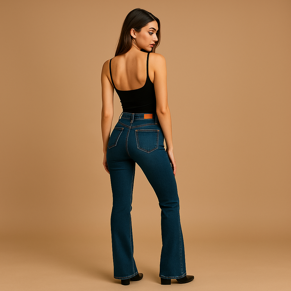 Dames geplooide hoge taille jeans - comfort - stijl - bewegingsvrijheid