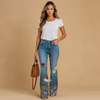 Dames Relaxte Bloemzakken - Reguliere Denim Jeans - Comfort & Stijl