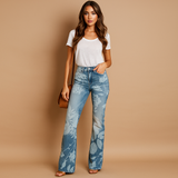 Dames Relaxte Bloemzakken - Reguliere Denim Jeans - Comfort & Stijl