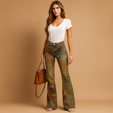 Dames Relaxte Bloemzakken - Reguliere Denim Jeans - Comfort & Stijl