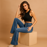 Hoge Taille - Wijde Pijpen Jeans - Comfort & Stijl Voor Vrouwen
