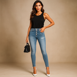 Dames Slim Fit Gescheurde Denim Jeans - Modern en Comfortabel