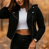 Naisten Biker-takki – Slim Fit – Lyhyt Pituus – Asymmetrinen Vetoketju – Rakenteellinen Suunnittelu