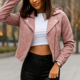 Naisten Biker-takki – Slim Fit – Lyhyt Pituus – Asymmetrinen Vetoketju – Rakenteellinen Suunnittelu