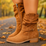Rhes Nubuk-Schuhe für Damen - Runde Zehe - Reißverschluss