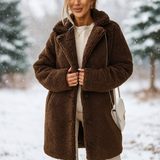 Dames Lange Teddy Jas – Oversized – Kunstbont – Notch Kraag