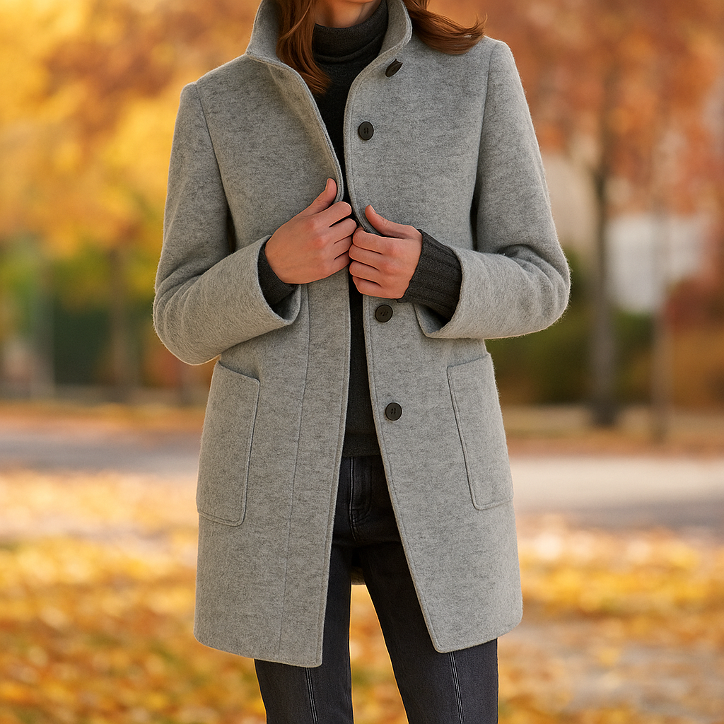 Lange mouwen casual jas - opstaande kraag - comfort en stijl