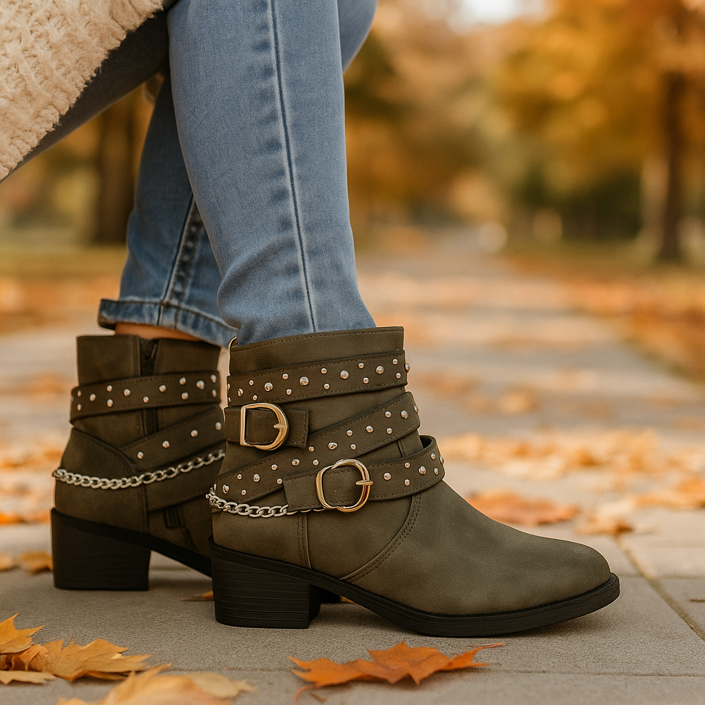 Damen Mode Stiefel - Verzierte Riemen - Nieten - Stilla