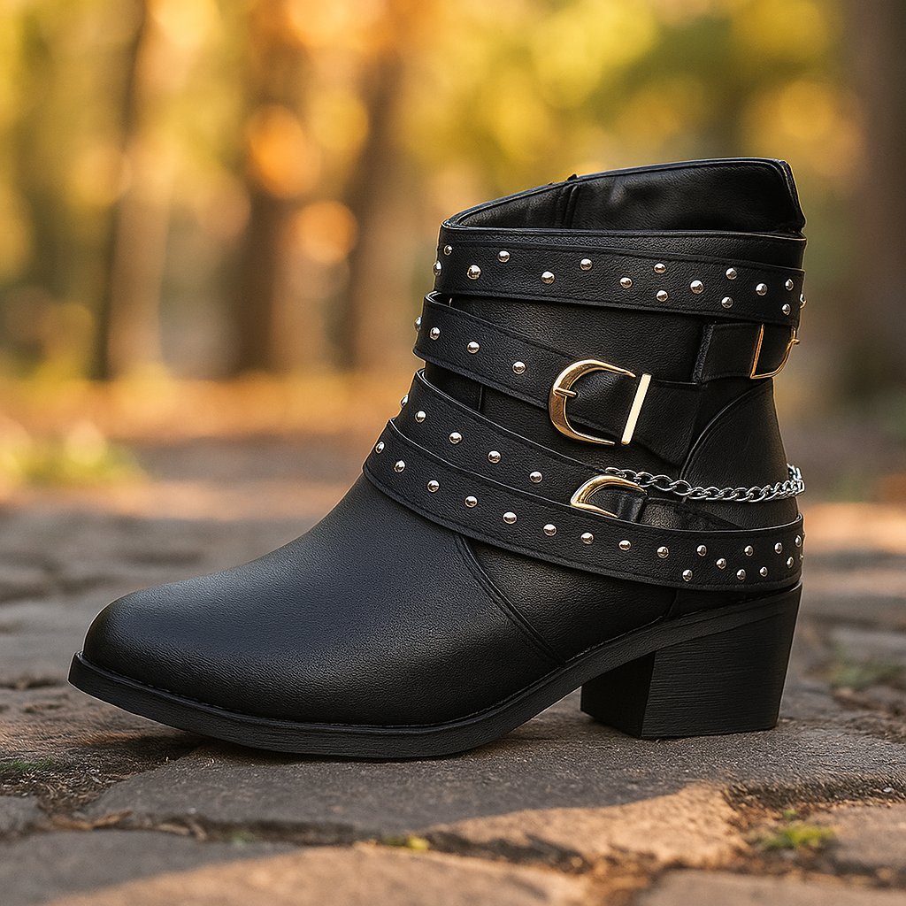 Damen Mode Stiefel - Verzierte Riemen - Nieten - Stilla