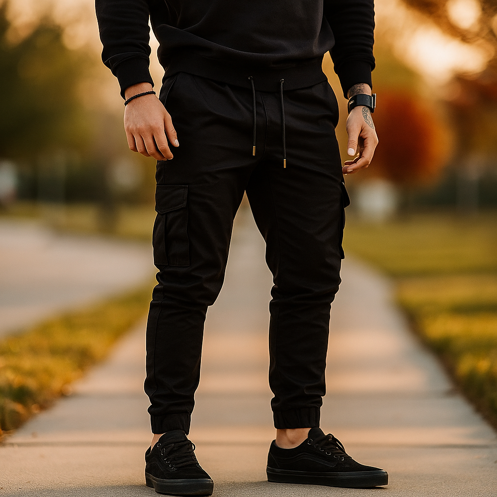 Herra Cargo Joggers - Elastische Taille - Smalle Broek - Meerdere Zakjes