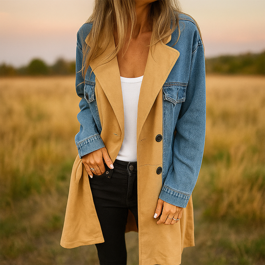 Bonfilia trench - denim-omgezoomd - unieke stijl en duurzaamheid