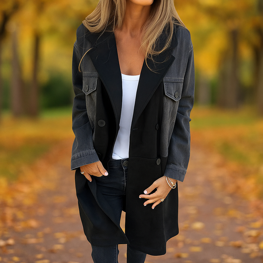 Bonfilia trench - denim-omgezoomd - unieke stijl en duurzaamheid
