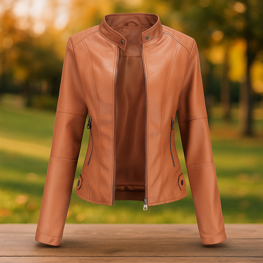 Stilla Dames Leren Jas - Elegant Ontwerp - Mao Kraag - Comfort