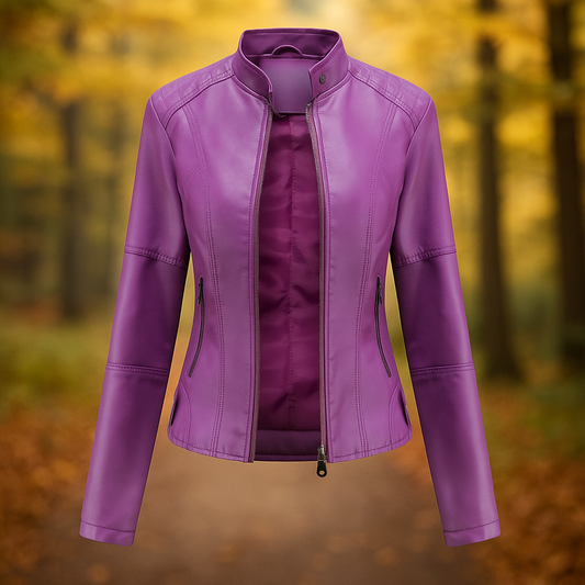 Stilla Dames Leren Jas - Elegant Ontwerp - Mao Kraag - Comfort