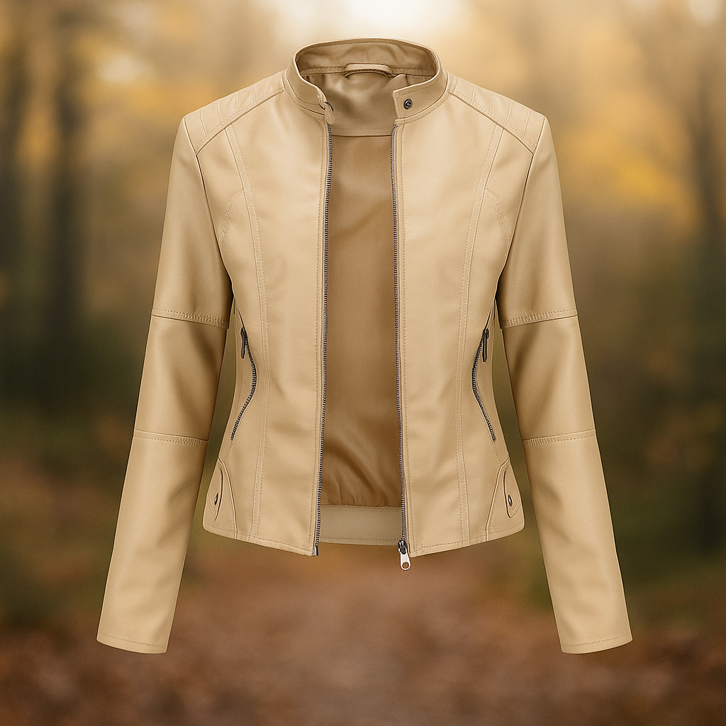Stilla Dames Leren Jas - Elegant Ontwerp - Mao Kraag - Comfort