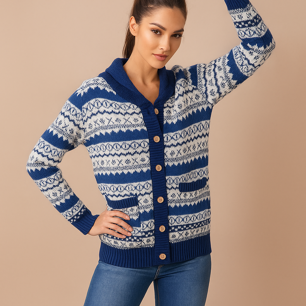 Neulottu Cardigan - Pehmeä Mukavuus - Kaksi Taskua