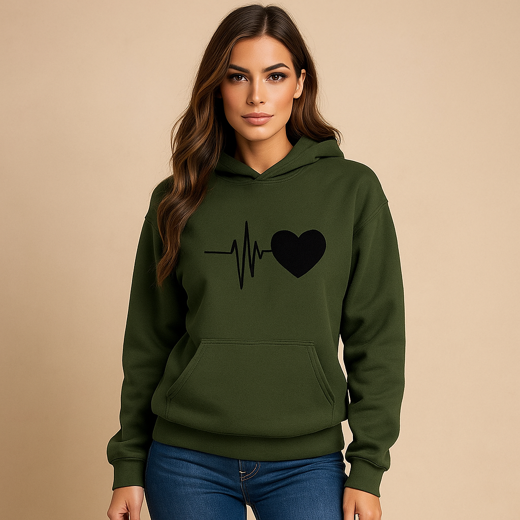 Dames Hoodie - Hartprint - Lange mouwen - Casual