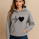 Dames Hoodie - Hartprint - Lange mouwen - Casual