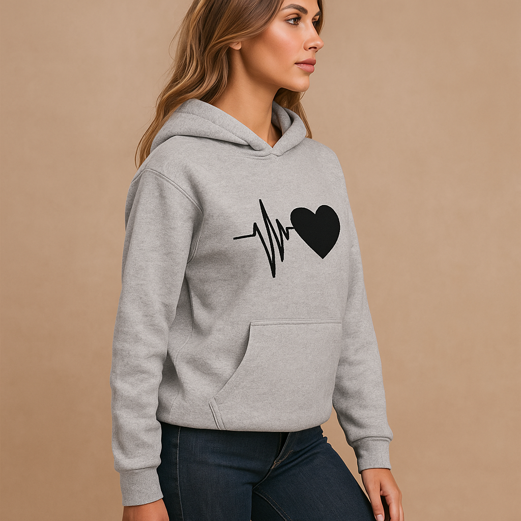 Dames Hoodie - Hartprint - Lange mouwen - Casual