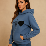 Dames Hoodie - Hartprint - Lange mouwen - Casual