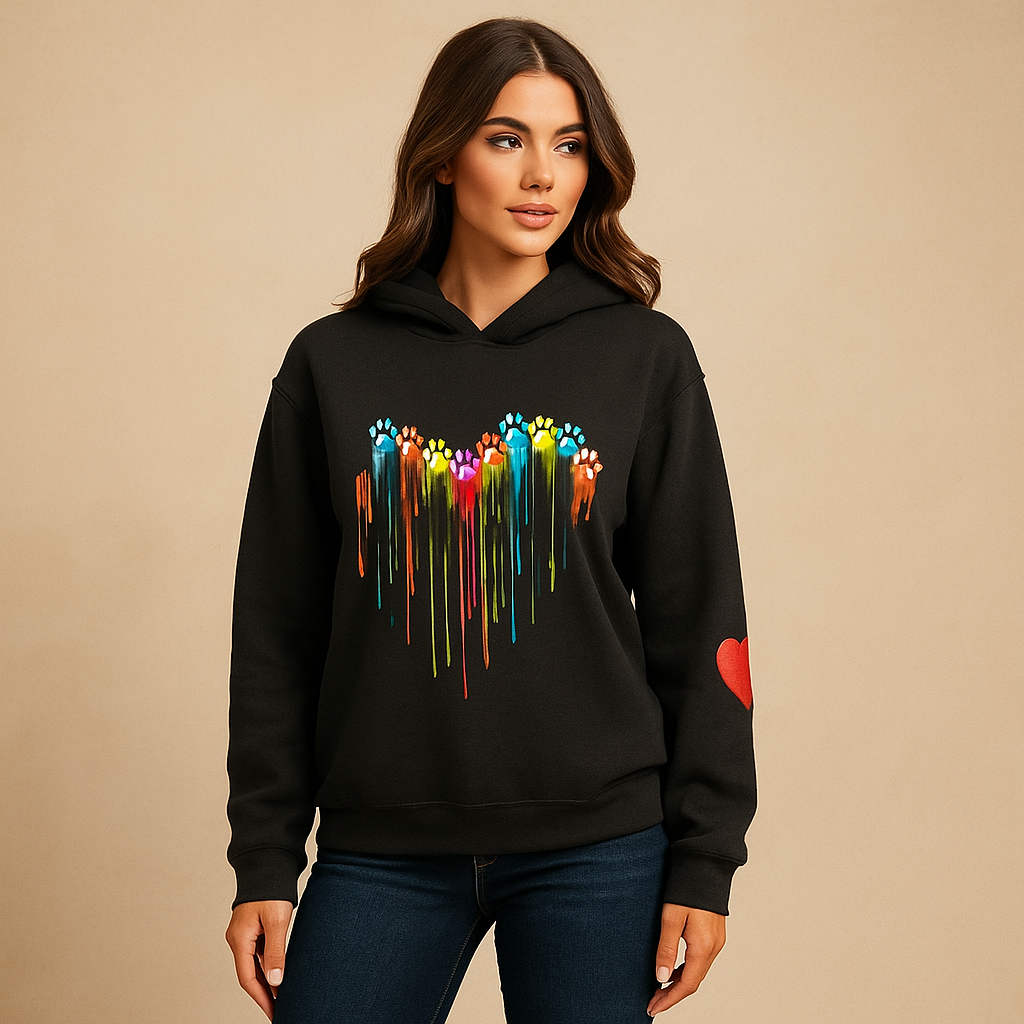 Dames Hoodie - Comfortabele Pasvorm - Hartprint - Lange Mouwen