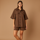 Dames Gebreide Trui- en Shorts-Set – Ontspannende Pasvorm – Handige Zakjes