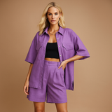 Dames Gebreide Trui- en Shorts-Set – Ontspannende Pasvorm – Handige Zakjes