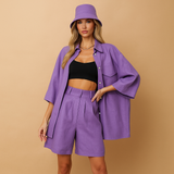 Dames Gebreide Trui- en Shorts-Set – Ontspannende Pasvorm – Handige Zakjes