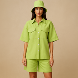 Dames Gebreide Trui- en Shorts-Set – Ontspannende Pasvorm – Handige Zakjes