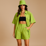 Dames Gebreide Trui- en Shorts-Set – Ontspannende Pasvorm – Handige Zakjes