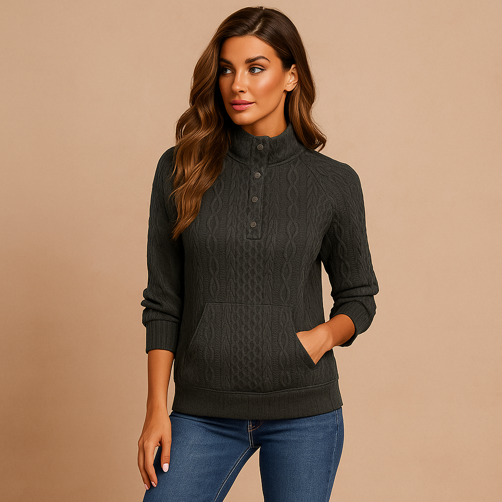 Dames Hoodie met Knopen - Kangoeroezak - Stijlvol & Handig